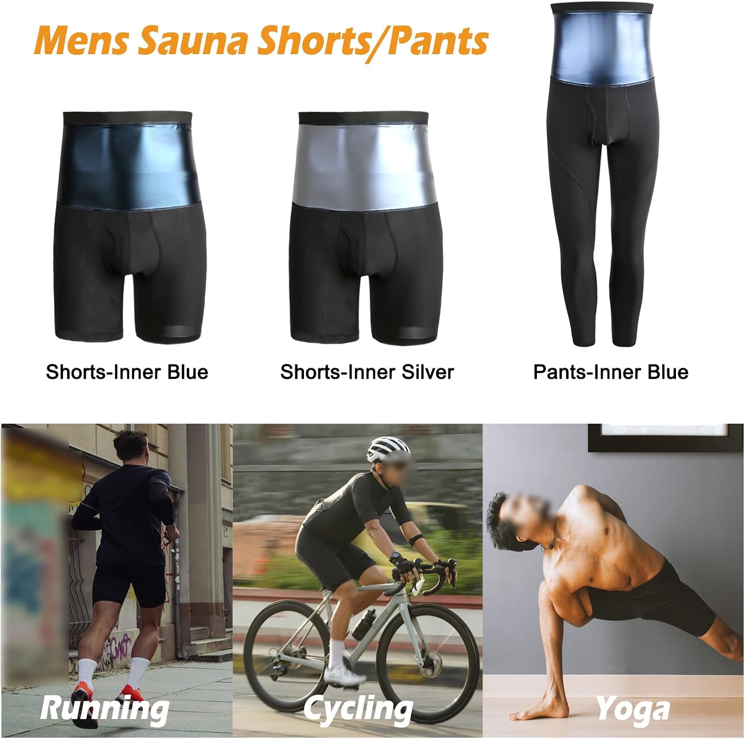 Mens Sauna Shorts Workout Compression Pants High Waisted Sweatshorts Tummy Control Shapewear