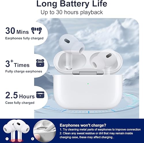 Miniatura 4 de Funda de carga inalámbrica compatible con AirPods Pro 2 y 1, puerto USB-C, repuesto de funda de cargador para AirPods Pro, con botón de