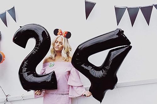 Miniatura 4 de Globo negro grande de 40 pulgadas con número 2, tamaño extra grande, globos de helio de aluminio de Mylar para fiestas de cumpleaños, decoraciones