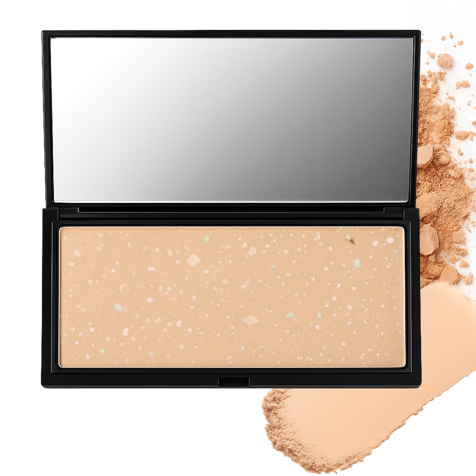 Listo para usar, acabado de costura duradero, corrección de color en polvo, corrección de color universal, polvo de cara compacto, espejo de maquillaje compacto, ligero, fabricado en Italia, grande
