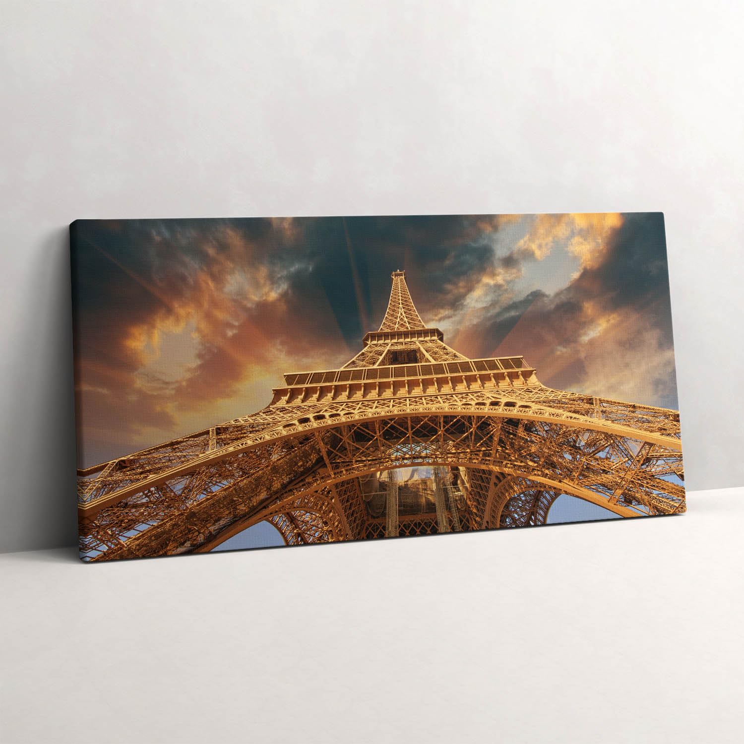Tableau Tour Eiffel soleil 140x70cm Wallfluent pour mur vide de salon - 6
