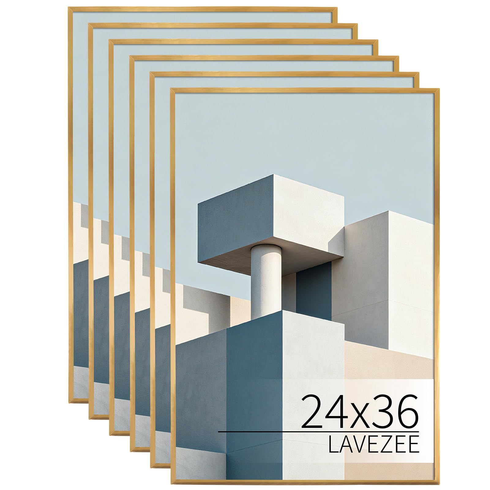 Lavezee 24x36 Gold Poster Frame 6 Pack