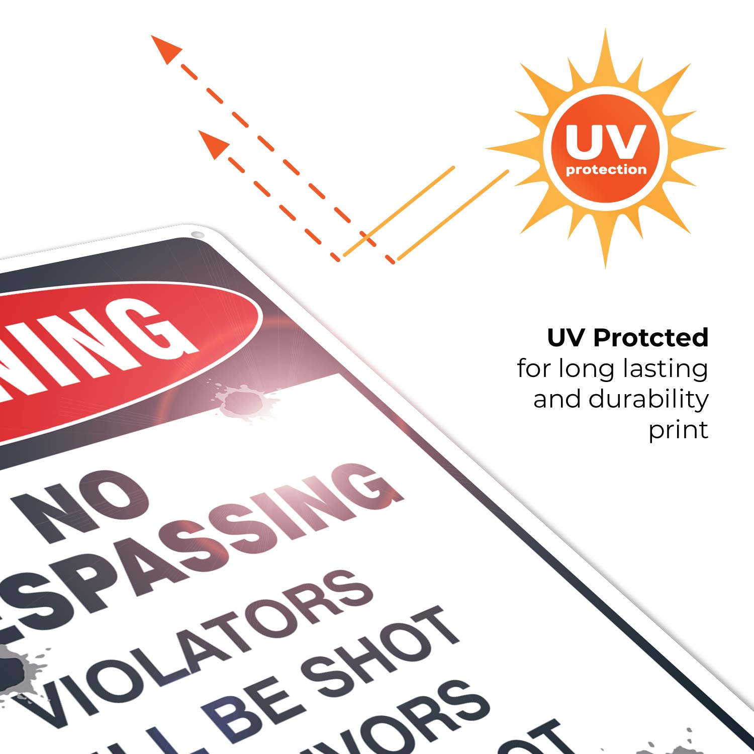 Advertencia no trespassing violadores Will Be Shot sobrevivientes WILL BE SHOT AGAIN cartel, .40 aluminio, 14 "de alto x 10 de ancho"