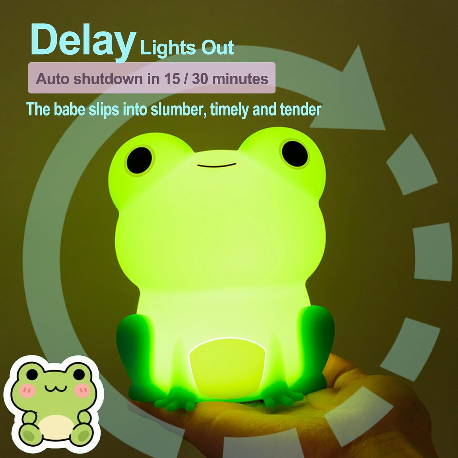 Frog Night Light, Frog Gifts, Cute Silicone Nursery Rechargeable Dimmable Bedside Lamp, Kids' Bedroom Decor, Gift for Children, Teens, Christmas Birthdays - view 2