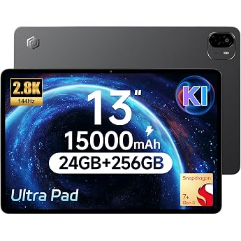 ALLDOCUBE Ultra Pad 13 Inch AI Tablet Android 15 2880 x 1840 Display with 144Hz Snapdragon 7+ Gen3 Gaming Tablet 24GB RAM + 256GB ROM 8 Speakers with DTS Audio WiFi 6/BT 5.4/NFE 15000 mAh PD 33W