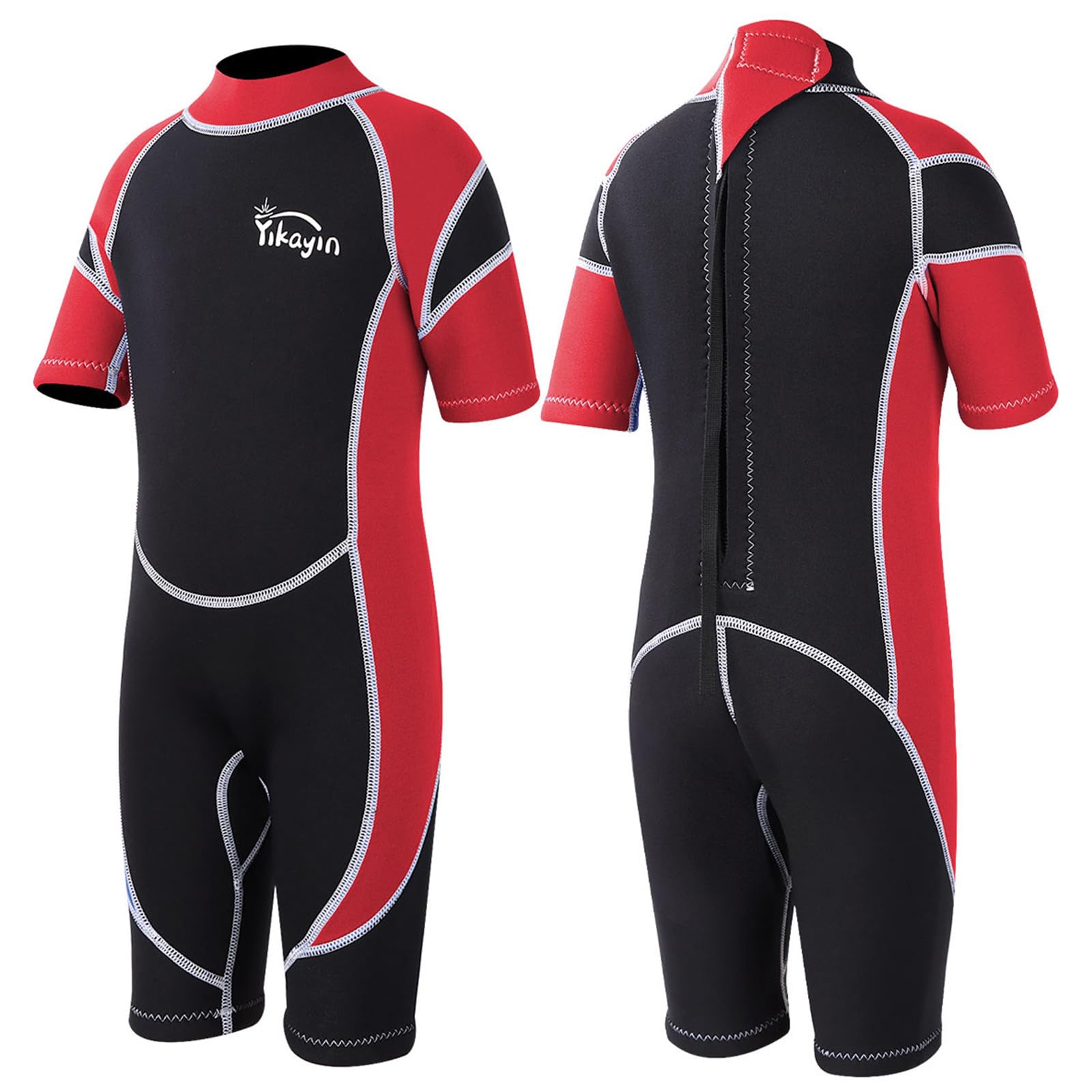 Yikayin Neoprenanzug Kinder Kurz, 2.5mm Neopren Shorty für Jungen Mädchen, Thermo UV Schwimmanzug Rückenreißverschluss zum Schwimmkurs, Tauchen, Surfen, Schnorcheln