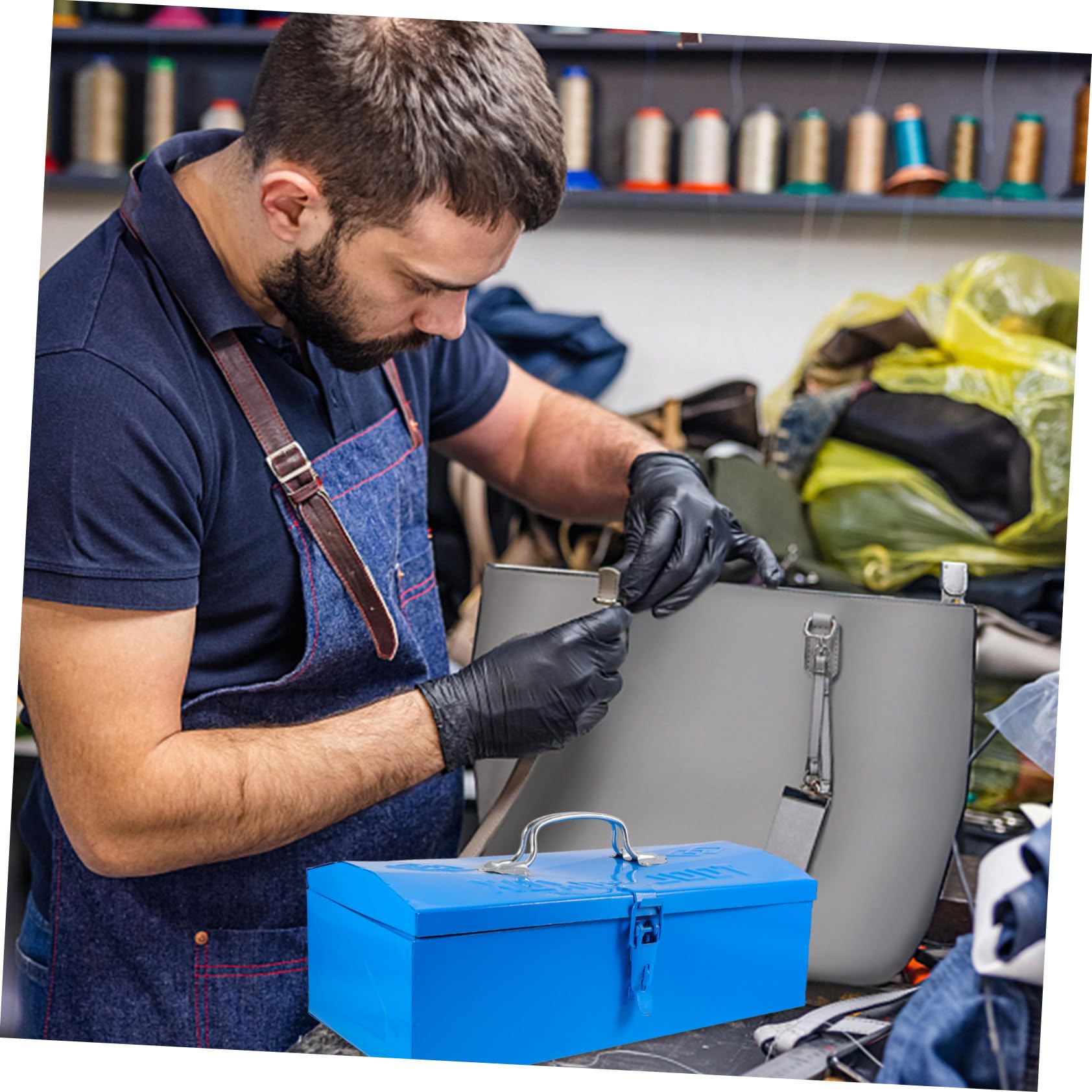 Cassetta Attrezzi in Ferro Blu, Organizer Portatile a Livello | Garage e Interni, Struttura Poco Deformabile, Contenitore per Utensili e Piccoli Componenti