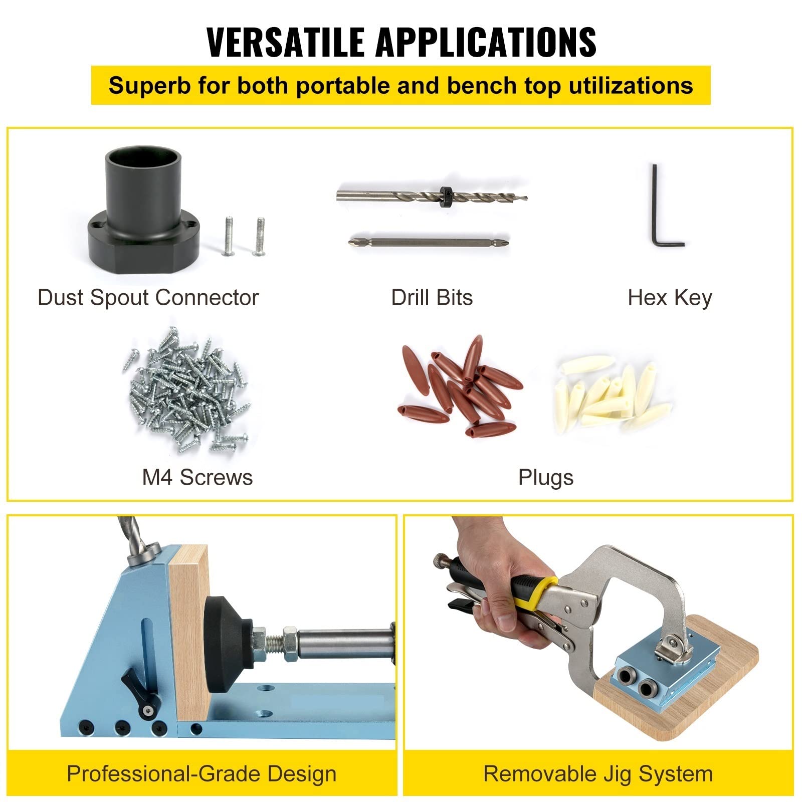 Pocket Hole Jig Kit System M4 ulepszona aluminiowa regulowana stolarka stolarska do obróbki drewna przewodnik wiercenia zestaw narzędzi do rzeźbienia