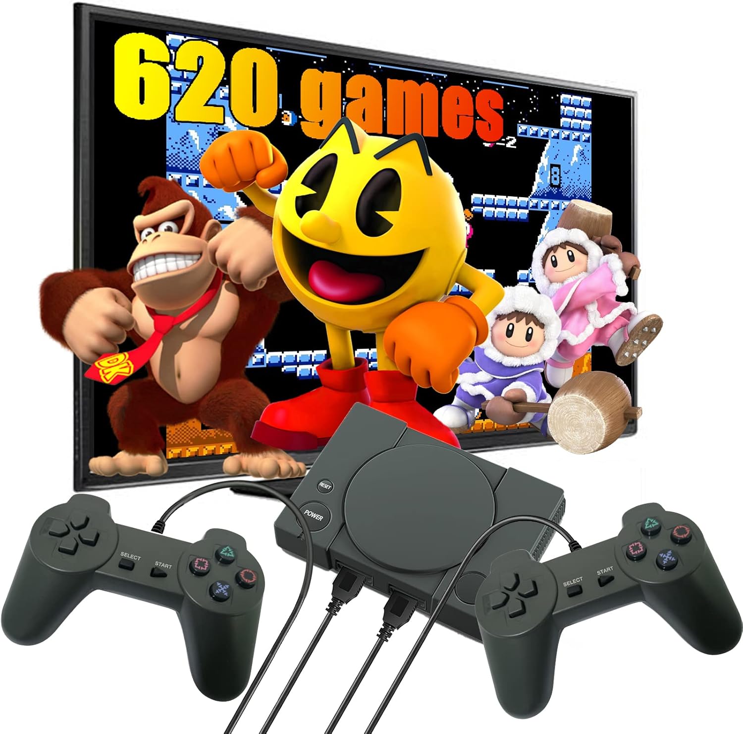 Fadist Retro Game Console, Built in 620 Classic NES Games, with 2 Wired Controllers, AV Output Video Game Console, Plug and Play，Ideal Gift for Kids, Family, Friend : Toys & Games