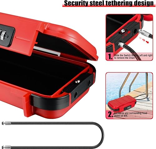 Miniatura 3 de Caja de seguridad grande XXL, impermeable, a prueba de golpes, con cuerda de alambre extraíble, caja de seguridad de combinación de 4 dígitos para