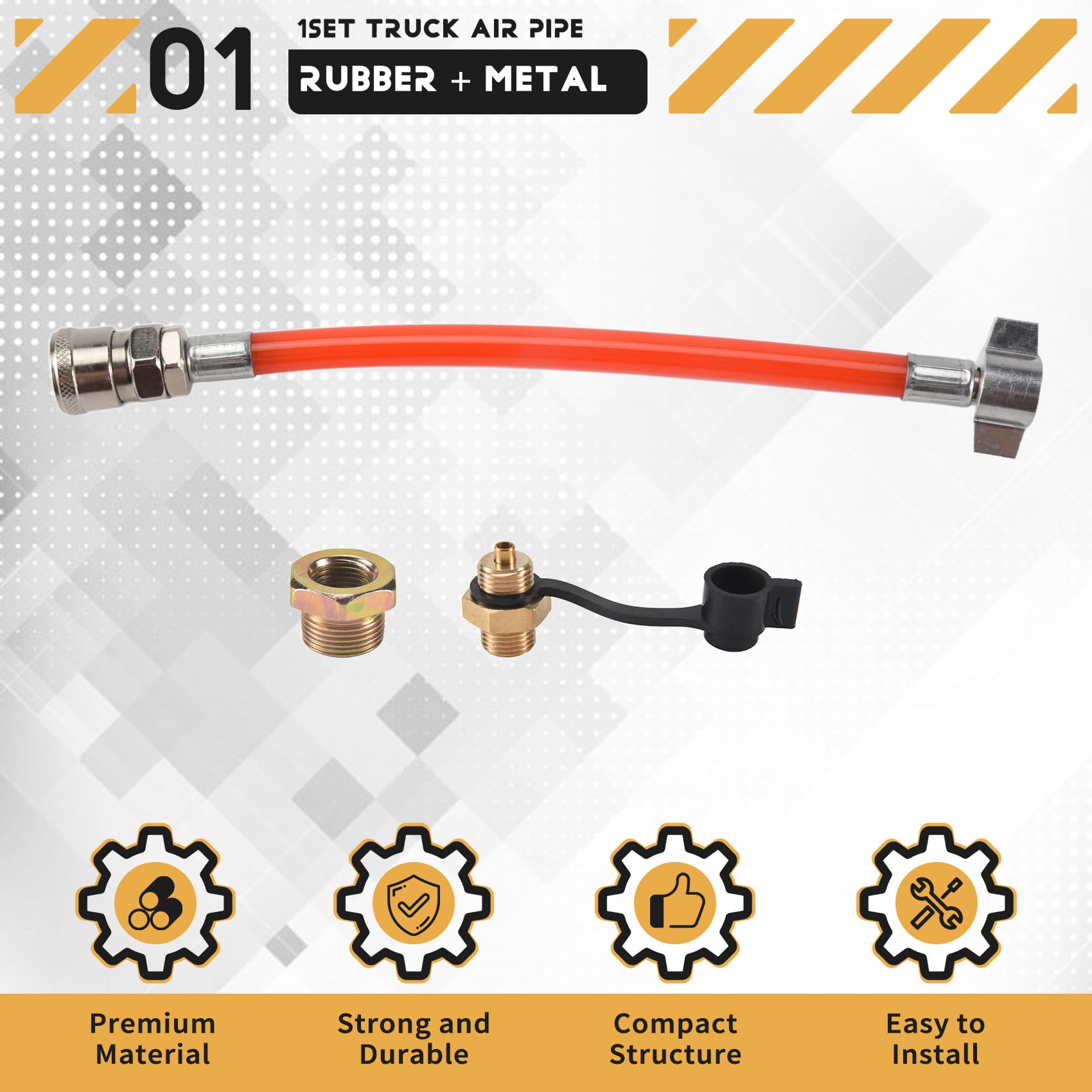 Tuyau D'Air Pour Camion - Connexion Réservoir D'Air - Kit Soufflage Poussière - Rouge - Caoutchouc Et Métal - Pour Remorque, Système Pneumatique - 14