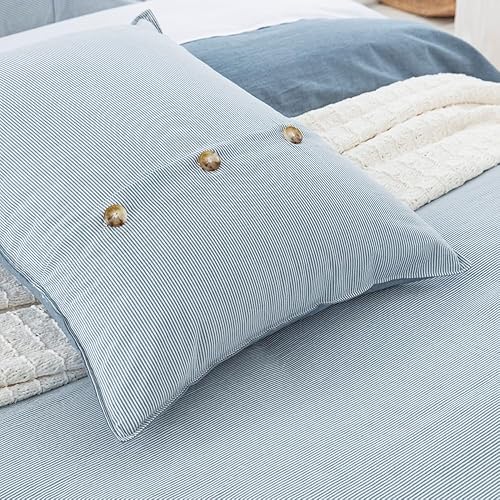 Miniatura 6 de DAUAOTO Juego de funda de edredón de tamaño matrimonial de 82 x 86 pulgadas, cierre de cremallera, ropa de cama de algodón lavado con reverso a