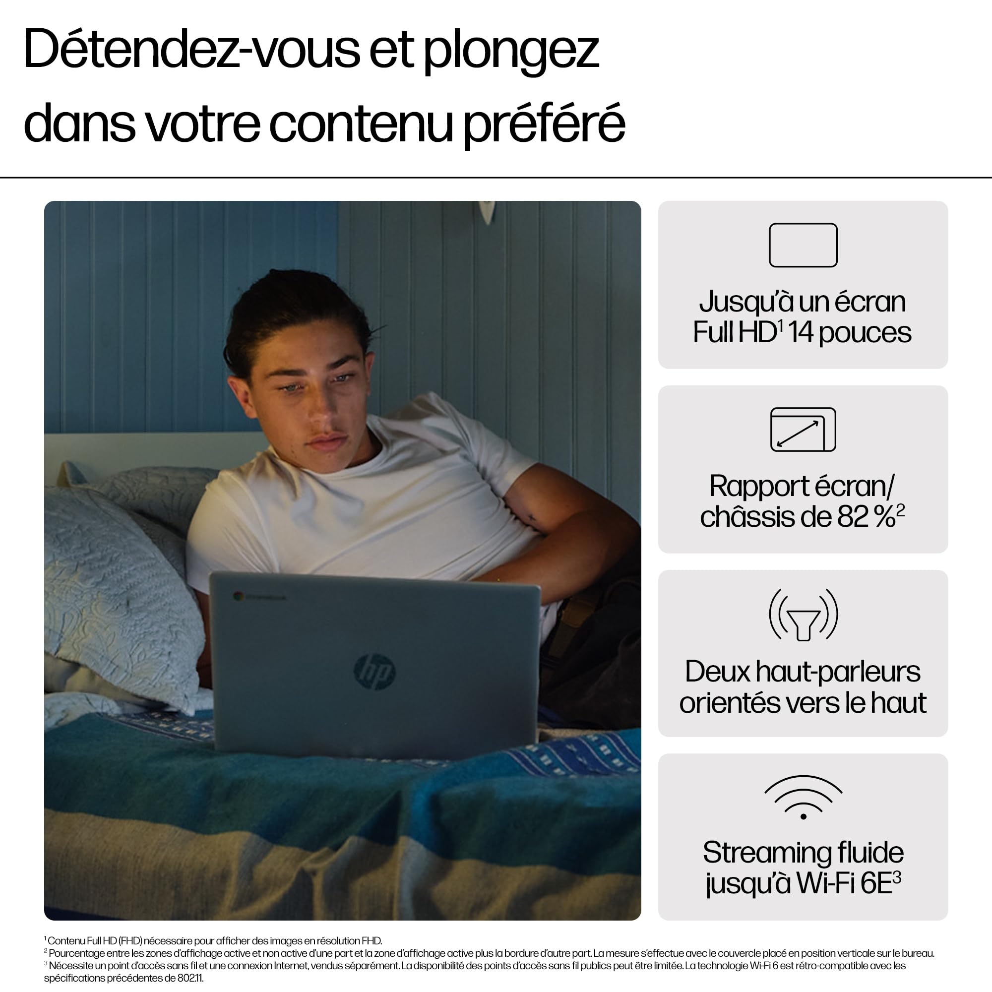 HP Chromebook 14a-nf0001sfx Ordinateur Portable 14" FHD IPS, PC Portable (Intel Processor N100, RAM 4 Go, eMMC 64 Go, Intel UHD Graphics, ChromeOS), Laptop Argent, Clavier AZERTY