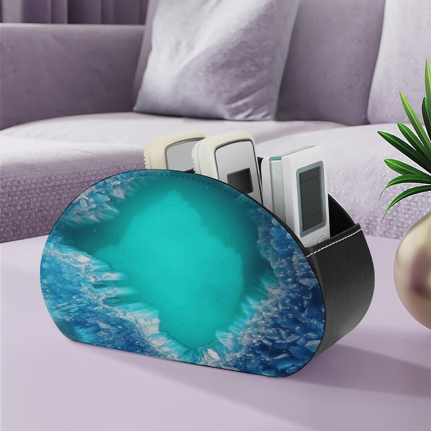 Personalized PU Leather Remote Control Holder with 5 Compartments image 5