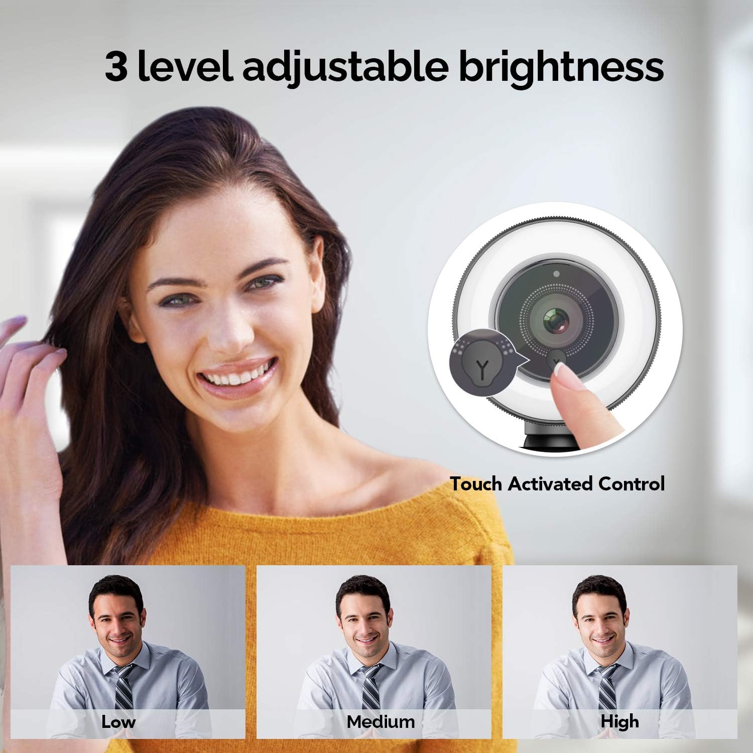 PC Webcam for Streaming HD 1080P, 960A USB Pro Computer Web Camera Video Cam for Mac Windows Laptop Conferencing Gaming Webcam with Ring Light & Microphone
