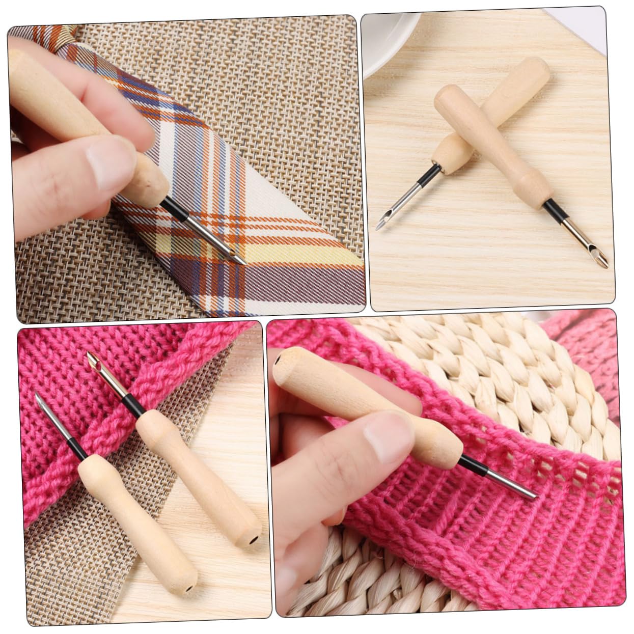 Kit Uncinetto Con Manico In Legno Per Perline E Ricamo – Set Completo Con Aghi In Acciaio Antiruggine, Custodia Protettiva Inclusa, Regalo Perfetto Per Principianti