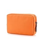 E-Tree Cute Small Makeup Bag,Cosmetic Toiletry Make up Skin Care Little Items Pouch for Purse,Zipper Mini Tech Charger Cable Electronic Organizer Case,Travel Accessories for Women Men Teen,Orange