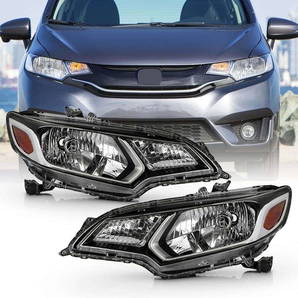 KEEKPO - For 2015 2016 2017 Honda Fit EX|DX|EX-L|LX|SE Factory Style Headlights Headlamps Replacement Pair Left+Right