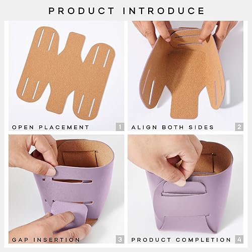 Miniatura 6 de HOMIEAZICOZI Paquete de 2 accesorios de escritorio de cuero de corcho, soporte para lápices, organizador de brochas de maquillaje, complemento