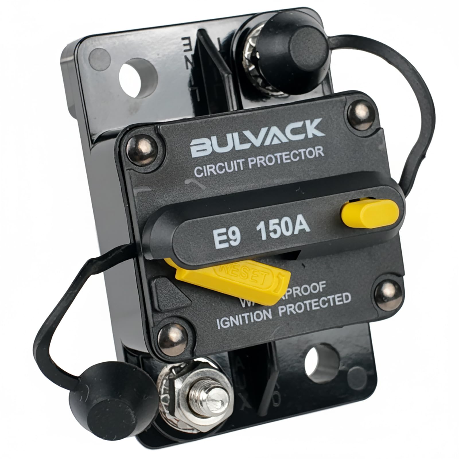 E9 3/8" Studs 300 Amp Circuit Breaker with Manual Reset for Automotive Boat ATV Vehicles Stereo Car Audio | 12V - 48V DC | Waterproof IP67 Switchable Hi-Amp 300A - Extended Surface Mount — Amazon image 9
