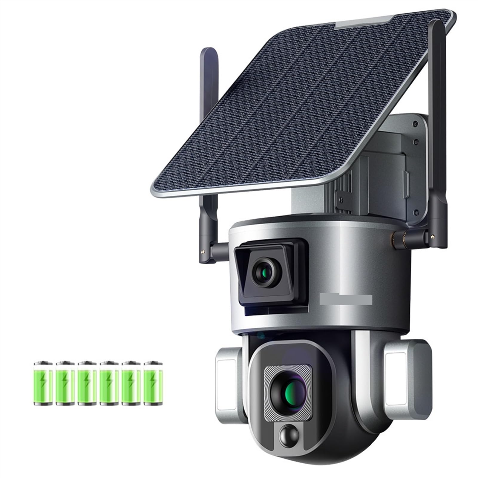 cámara de seguridad gran angular, Cámara de seguridad Solar 4K HD de doble lente for exteriores, Zoom óptico 10X, Wifi, seguimiento automático, Audio bidireccional, batería con diseño de amplificador