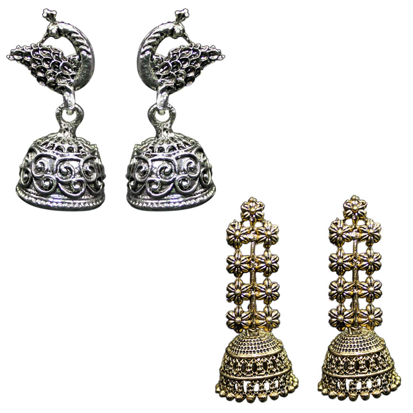 Traditional Indian Combo Of 2 Fashion Jhumkas Women's Earrings