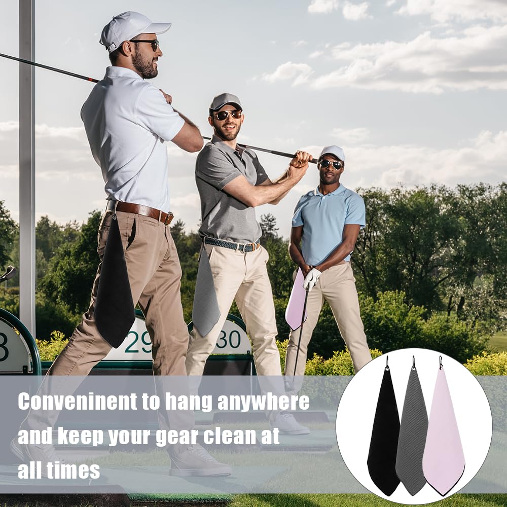 Asciugamani Da Golf In Microfibra Con Clip 3 Pezzi Ripiegabile Motivo Waffle