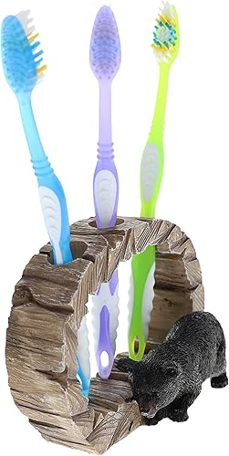 Soporte para cepillos de dientes Black Bear - Decoración de baño de cabaña de cabaña