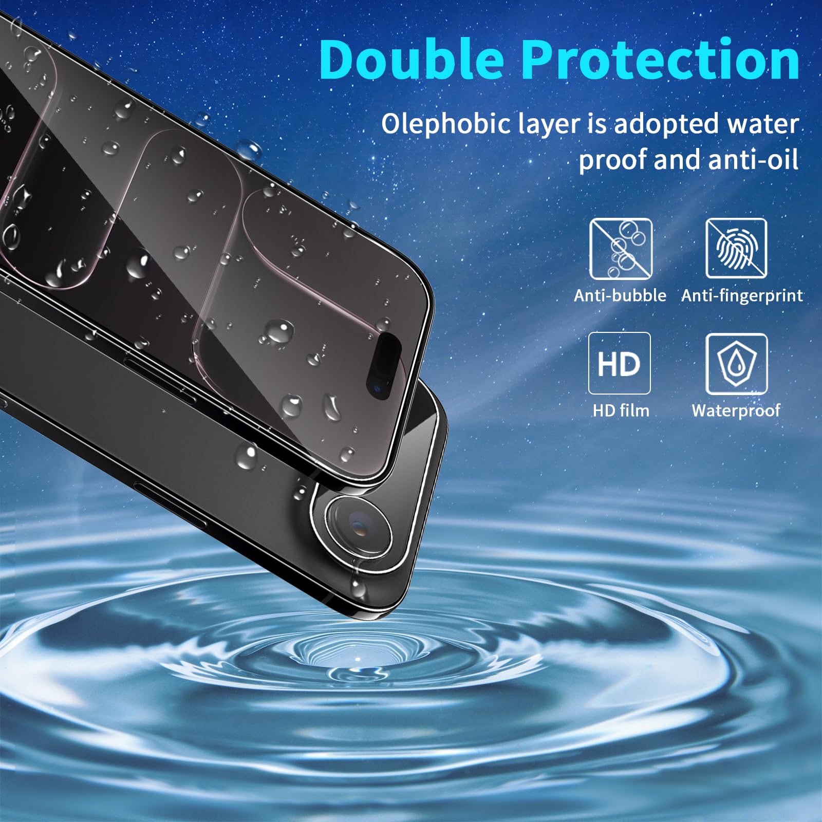 Heioloo Verre Trempé Pour IPhone 17 Air, [2 Pièces] Arrière Verre Trempé+Caméra Protecteur [1 Pièces],Dureté 9H-sans Bulles D'air-Anti Rayures Film Protection écran