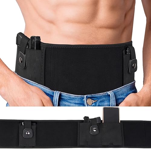 Belly Band Holster for Men & Women - Comfortable Carry Gun Holster with Breathable Neoprene, Fits Glock 19 17 42 43X, S&W M&P Shield, Ruger LCP for