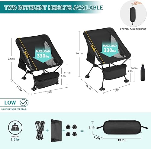 Miniatura 3 de ATEPA Ultralight Camping Chair for Backpacking Hiking, Portable Compact Lightweight Folding Camp Chairs for Adults - Square Aluminum Frame with