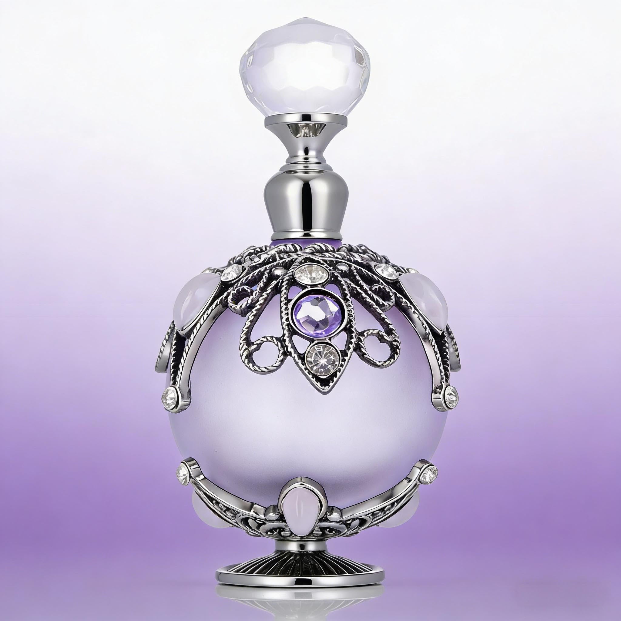 Vintage Perfume Bottle, Purple Perfume Bottle with Hollow-out Diamond-embellished Pattern, Suitable for Refilling, Travel-sized-image-16