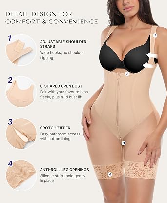 SHAPELLX Fajas Colombianas Tummy Control Shapewear for Women Postpartum Butt Lifter Full Body Shaper Compression Garment
