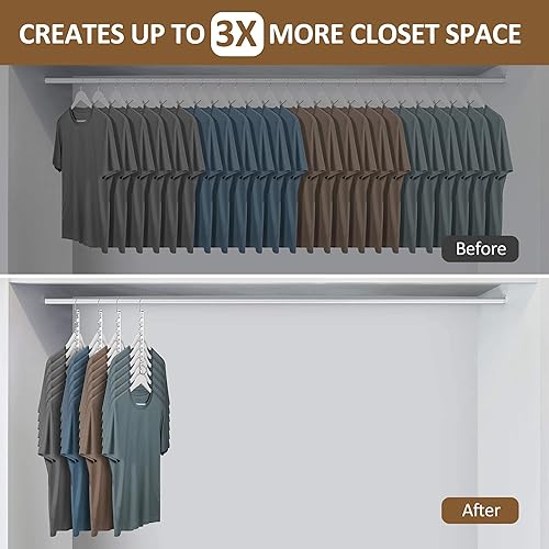 Miniatura 2 de ZEDODIER Paquete de 12 perchas mágicas de metal para ahorrar espacio, ganchos mágicos de metal para armario, múltiples perchas en uno, organizadores