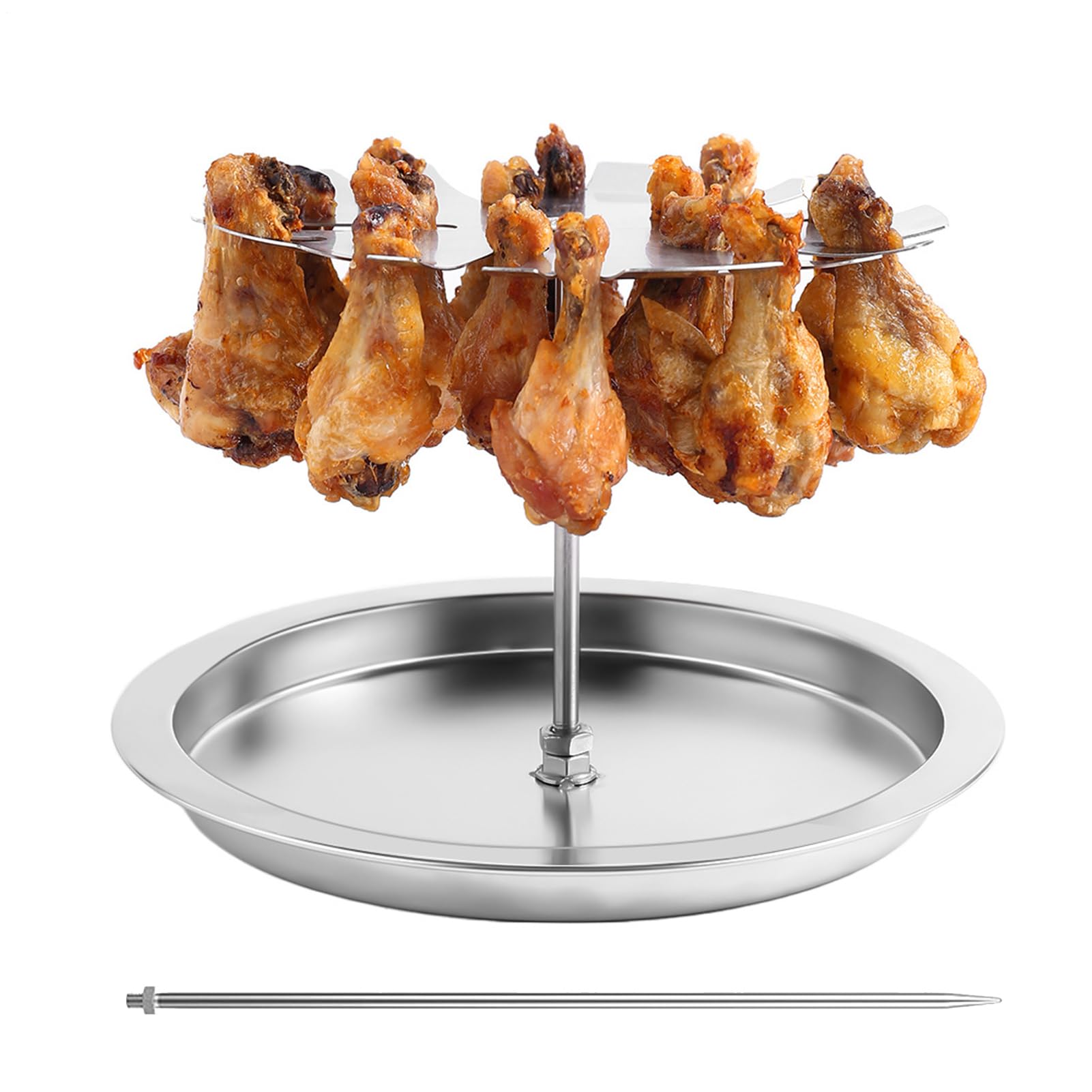 Soporte de muslo de pollo para parrilla – Bandeja de alitas de pollo de 9 | 37 pulgadas con 15 ranuras | Soporte de asador de acero inoxidable, accesorio interior de malla de alambre para ja