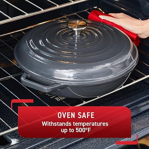 Miniatura 6 de T-fal Cacerola esmaltada de hierro fundido de 3.5 cuartos de galón, apta para horno de inducción, ollas y sartenes de 500 F, utensilios de cocina,