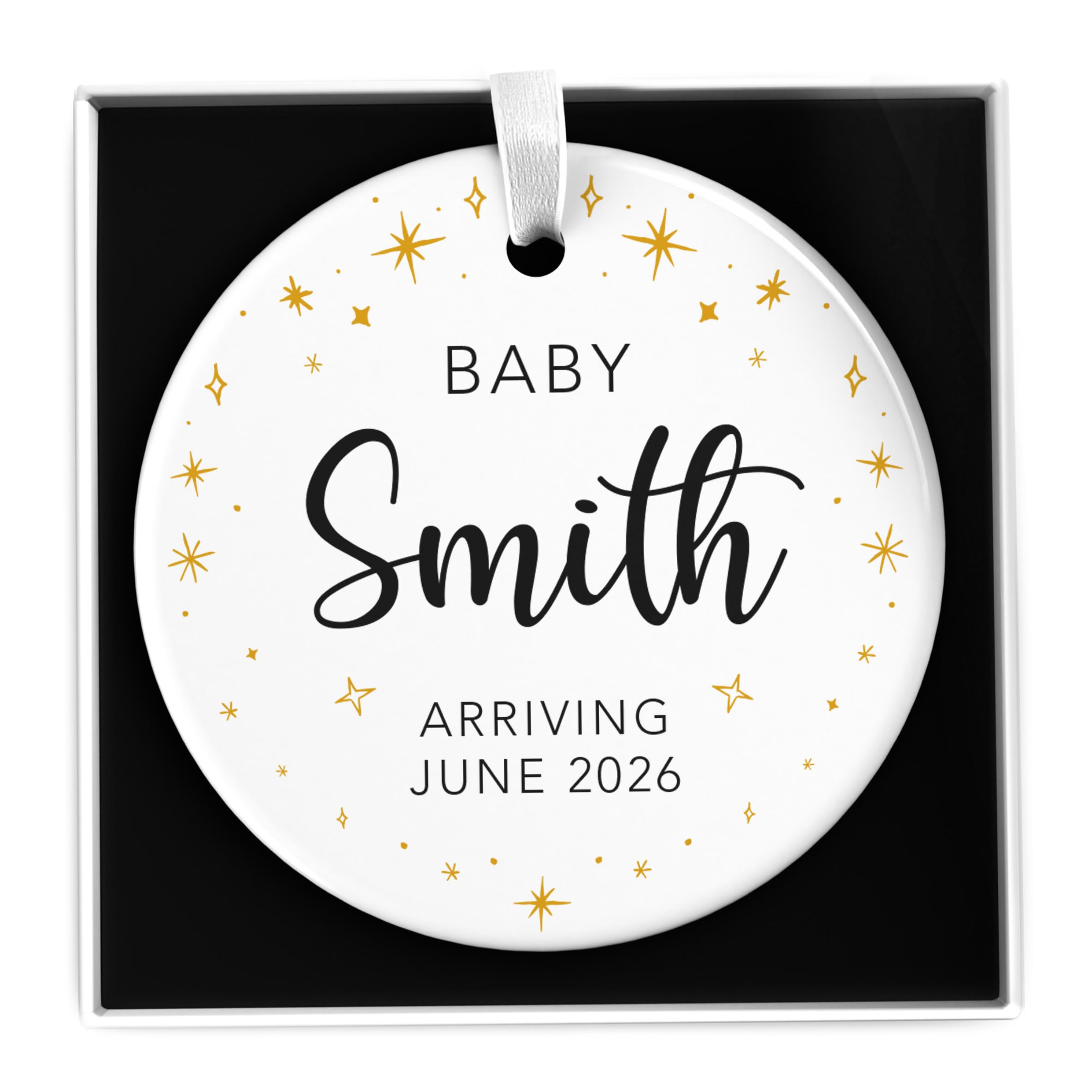 Personalised Pregnancy Announcement Plaque, Pregnancy Reveal Ceramic Circle Heart Ornament, We're Having A Baby Social Media Photo Prop, With Gift Box
