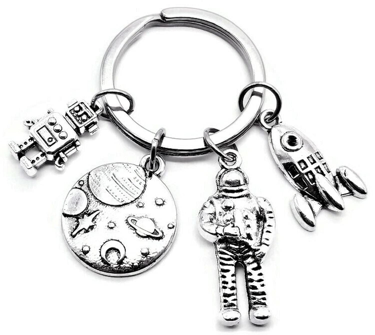 Astronaut Keychain Rocket Spaceship Mars Planets Star Moon Charm Key Chain Mars Rover Gift Spacemen Keyring Robot Key Ring