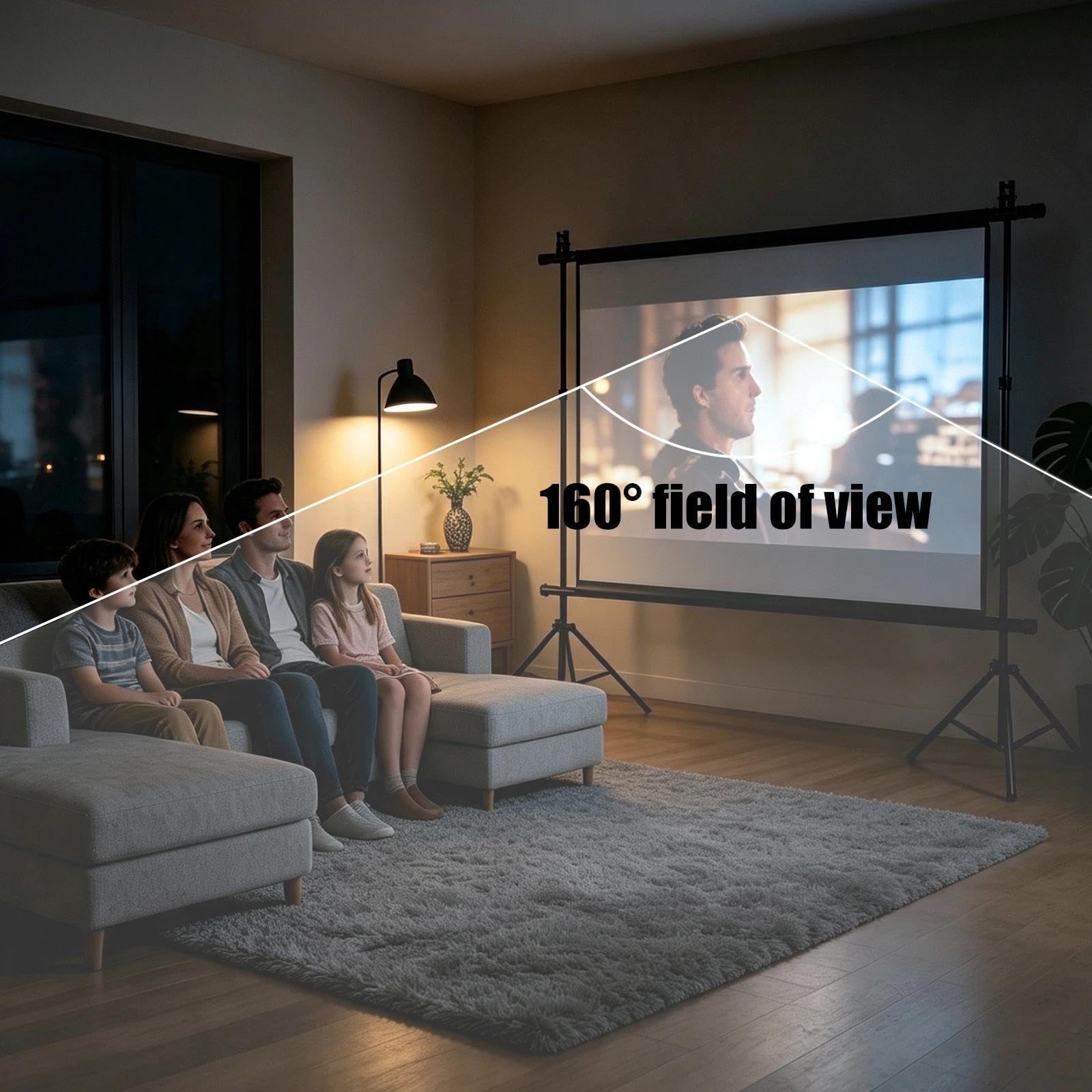 Pantalla de proyección portátil con soporte, 120 pulgadas, 16:9, 4K, HD, plegable, lavable, pantalla de proyección, 2 en 1, montaje en pared y pantalla de película de pie para exteriores, para