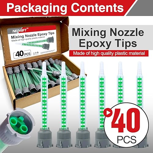 Miniatura 3 de 40 boquillas de mezcla de epoxi, boquillas dispensadoras desechables compatibles con cartuchos duales de 1.7 fl oz (relación de mezcla 11 y 21) para