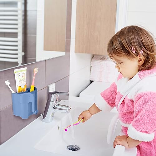 Miniatura 47 de RyanLemon Soporte para cepillo de dientes de elefante para niños pequeños, con ventosa, bonito soporte para cepillos de dientes para niños