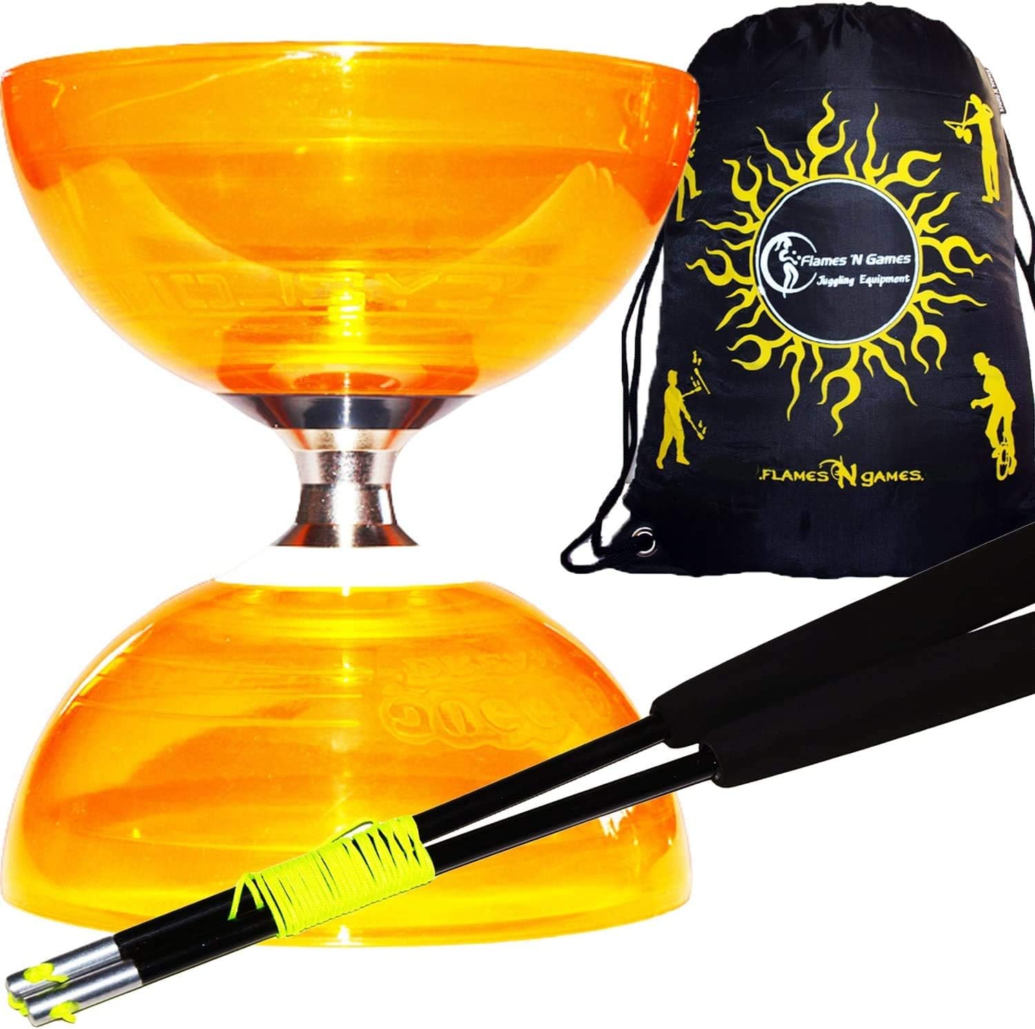 Juggle Dream Cyclone QUARTZ II Pro Diabolo Set (6Colours) Triple Ball Bearing Clutch Diabolos + Matching Coloured FIBRE Handsticks - Image 3