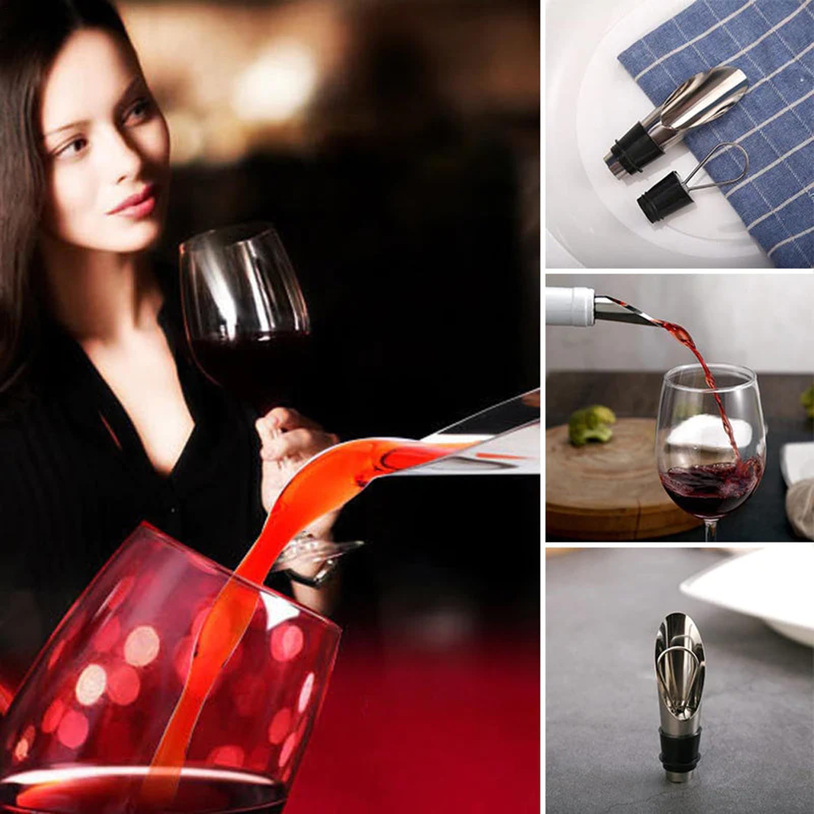 Stainless Wine Stopper Pourer – 2 Pack Bottle Disc Set, Easy Flow Beverage Tool, Leak Resistant Seal | Cocktail Wine Bar Accessories For Home Entertaining Dinner Parties Kitchen Drinks Use
