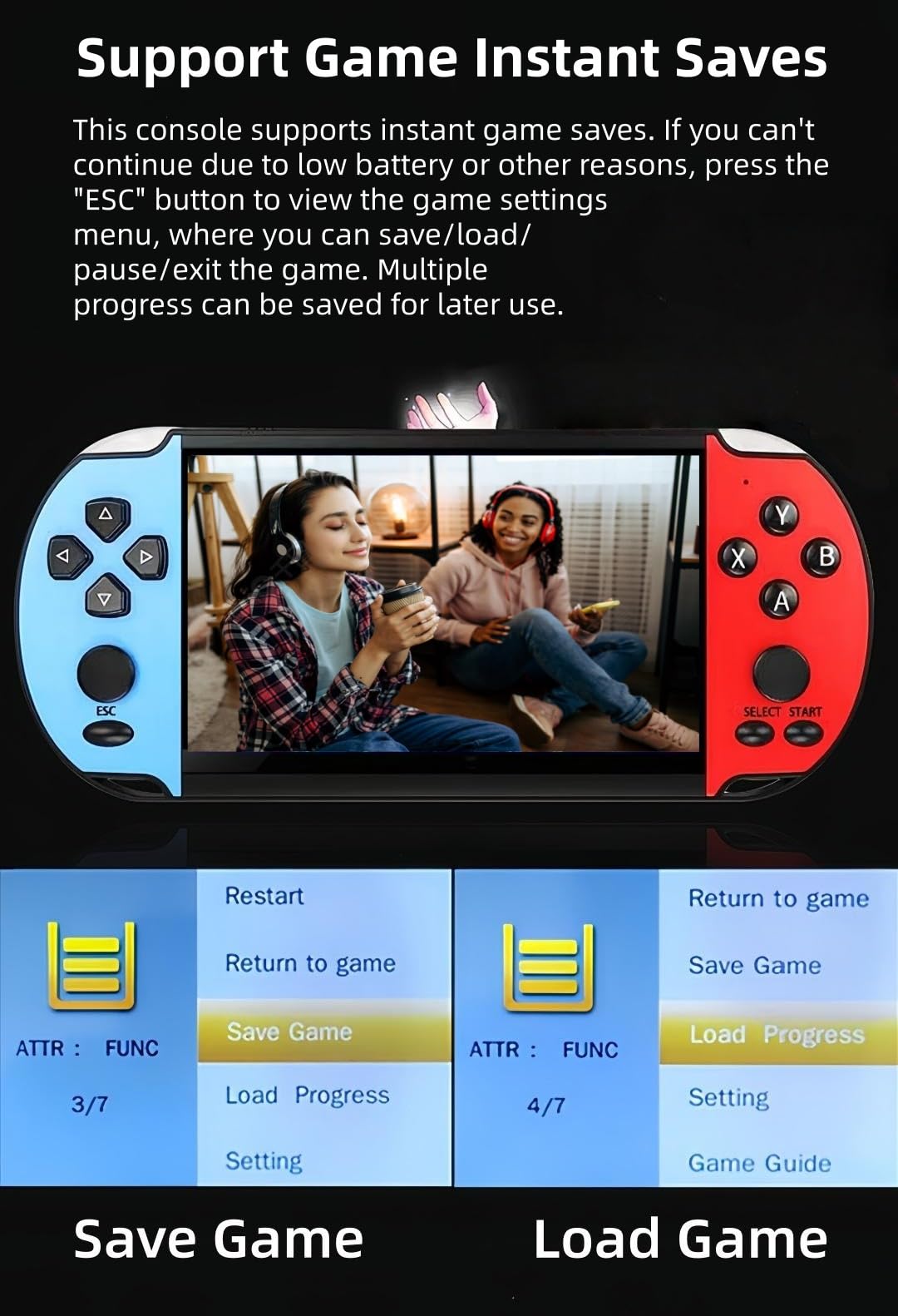 5,1 Pollici Console di Gioco Portatile Più Simulatori Retrò Video/Musica/E-book/Output TV Game Elettronico per il Tempo Libero Interno/Esterno/Viaggio Regalo di Compleanno/Vacanza