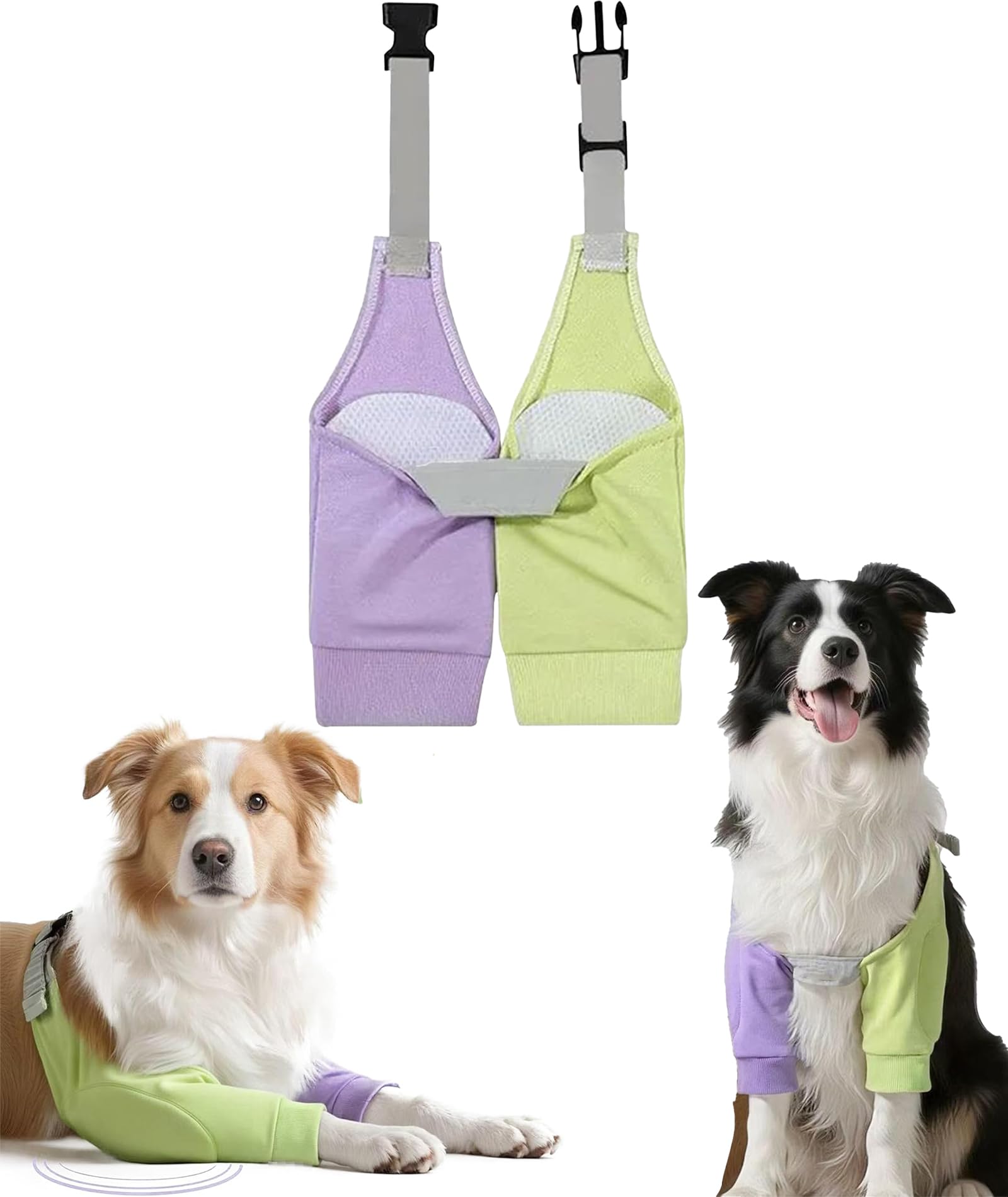 Dog Elbow Protector, Dog Leg Support for Medium Large Dogs, Front Leg Protective Sleeve for Wound Care and Rehabilitation, Purple Green Color Design for 45-70 Pound Dogs-image-42