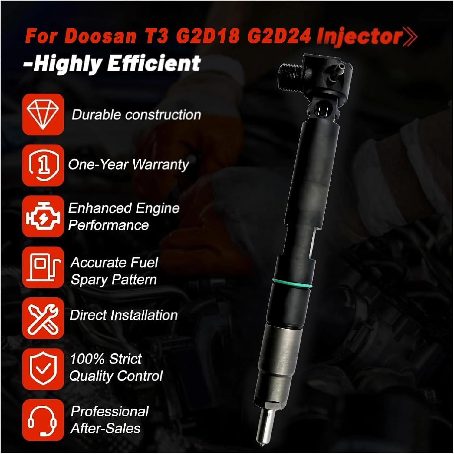 Injector, Fuel Injector 400903-00074D 7275454 28337917 Compatible for D24 D18 Bobcat Compact Track Loader T450 T550 T590 T595 T630 T650