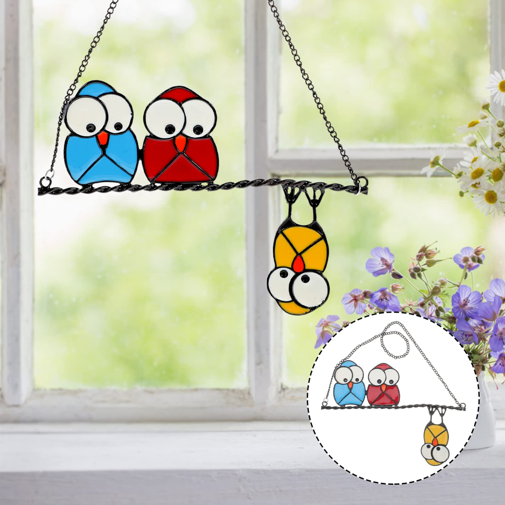 Amosfun 2 Pz Decorazione Della Gabbia Per Uccelli Leggero Gufo Artificiale Gufi Solare Arredamento Iridescente Decorazioni Impiccagioni Fioriere Filo Macramé Piante Viti Ferro Da Stiro
