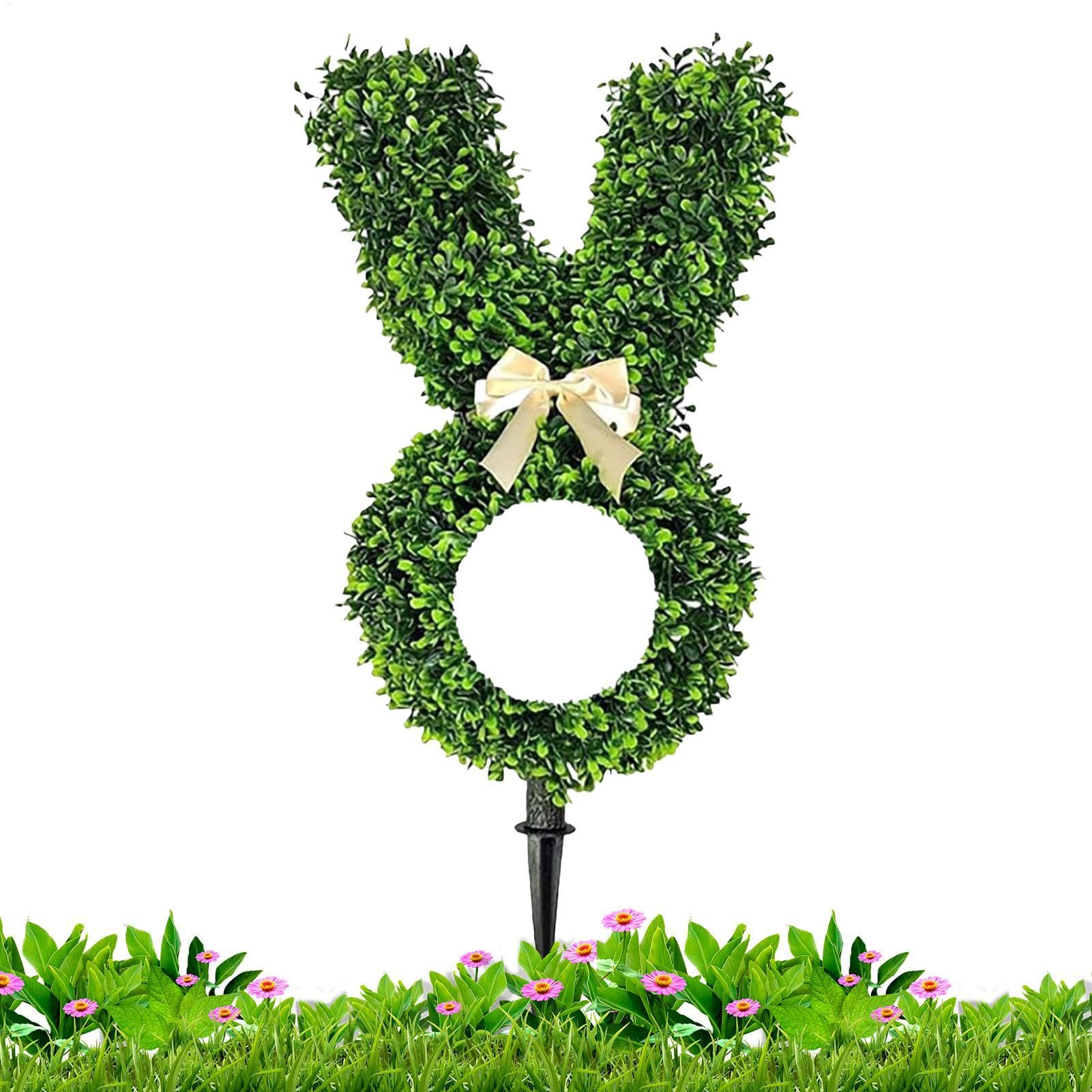 Topiario de Conejo de Pascua con estaca para jardín y plantas en maceta