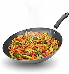 Frigideira Wok de Aço 30,5cm com Fundo Indução e Cabo Ergonômico – Panela de 3,5L com Revestimento Antiaderente (Cinza)