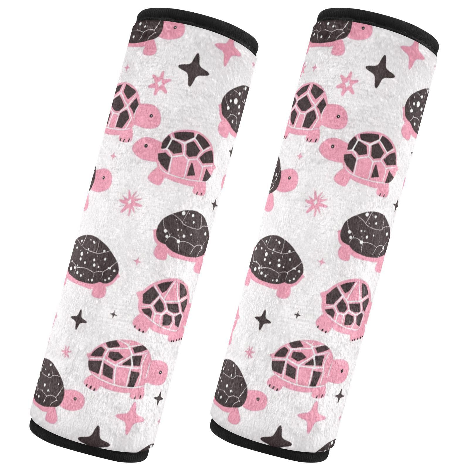 Seat Belt Covers 2 Pack Pink Turtle Car Seat Strap Covers Super Soft Shining Stars Car Seat Neck Cover for Boys Girls Adults Babies M